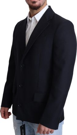 Dolce & Gabbana Dark Blue Wool Single Breasted Coat Mens Jacket