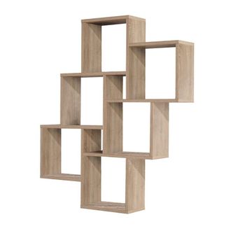 Calicosy Estanter&iacute;a de pared flotante 8 compartimentos - Efecto Roble