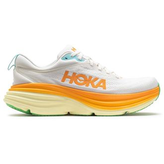 Hoka One One Hoka Bondi 8 Textile Mens Running Trainers - Blanc De Blanc Solar Flare - Size:UK 10.5