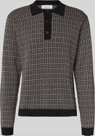 Casual Friday Casual Friday Slim Fit Pullover mit Polo-Kragen Modell Jacquard in Black, Größe M