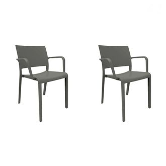 Resol Sillas Con Brazos New Fiona Resol Pl&aacute;stico Gris (pack De 2)