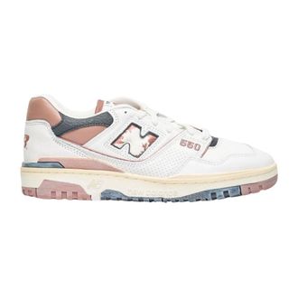 New Balance Sneakers, male, Multicolor, Size: 7 1/2 US Distressed Leather Sneakers with Logo Patch
