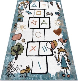 RugsX Rugsx - Alfombra Fun Hop Para Ni&ntilde;os, Rayuela, Animales Azul Blue 140x190 Cm