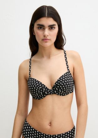 Marc O'Polo Bandeau-Bikini-Top MARC OPOLO Palm Geo Print, Damen, Gr. 70, Cup D, schwarz geo print, Obermaterial: 84% Polyamid, 16% Elasthan, Bikini-Oberteile Band
