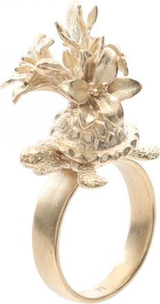 Dior Gold Gold Plating Band Ring (Pre-Owned)