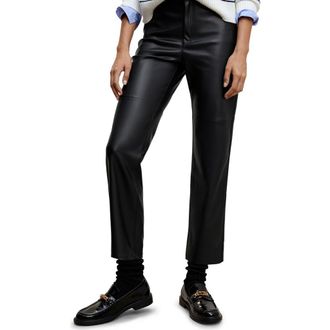 Mango Straight Leg Faux Leather Pants in Black at Nordstrom, Size 1