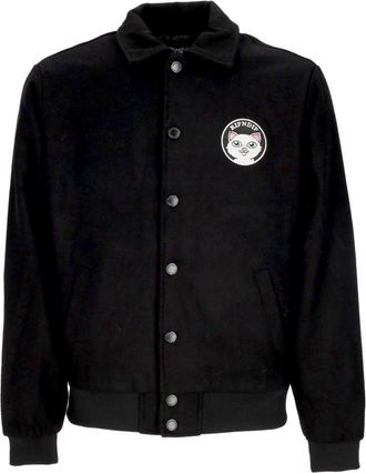 Ripndip Varsity Jack Zwart Geborduurd Zachte Pasvorm - Heren - Zomerjassen - Zwart - M - Wol - Jassen