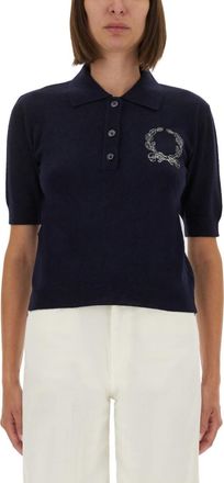 Moschino Blue Logo Shirt Collar Sweater