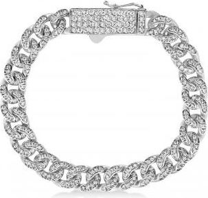 Allurez Diamond Miami Cuban Chain Bracelet 14k White Gold (3.50ct)