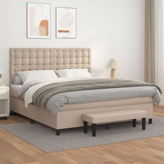 vidaXL Vidaxl - Cama Box Spring Con Colch&oacute;n Cuero Sint&eacute;tico Capuchino 160x200cm