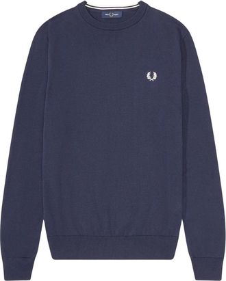 Fred Perry Round-neck Truien K9601 608 - Heren - Ronde hals truien - Blauw - L - Katoen - Truien & Vesten