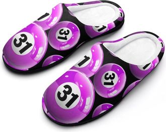 Generic 31 Bingo Lottery Ball Cotton Slippers for Women Indoor Outdoor Slipper Slip-On Memory Foam Home Shoes