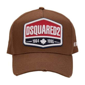 Dsquared2 Logo Patch Baseball Cap - unisex - Accessoires - Bruin - Maat: ONE Size Katoen