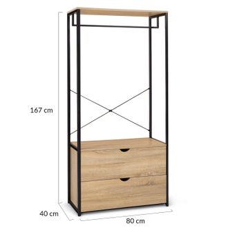 IDMarket Armadio A 2 Cassetti L. 80 Cm Detroit Design Industriale