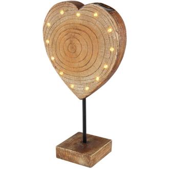 Globo Lighting Globo Solarleuchte L&aacute;mpara Port&aacute;til De Exterior Heart Con Aspecto De Madera, Ip44, 13 Led, 3000 K