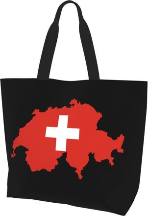 AOOEDM Switzerland Flag Ladies Canvas Tote Reusable Shopping Bag