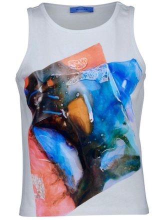 MUGLER Printed Cotton Tank Top Size S
