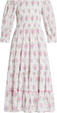 LoveShackFancy Abito midi Rigy - Bianco