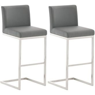 Clp Clp - Lote De 2 Taburetes De Bar Paros Revestimiento De Polipiel Gris