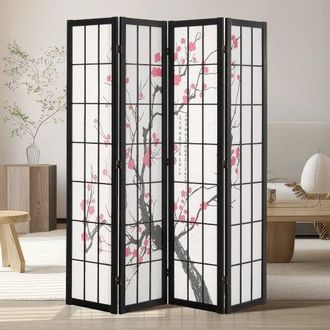 OEM Biombo Divisor De Ambientes De 4 Paneles Biombo De Madera Plegable Para Privacidad En Interiores Divisores Decorativos Para Separar Habitaciones, Hoga