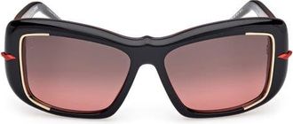 Christian Louboutin 56mm Square Sunglasses in Black /Red /Zeiss Lens Red at Nordstrom