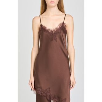 Wayf Helene Lace Trim Cami in Chocolate at Nordstrom, Size X-Small