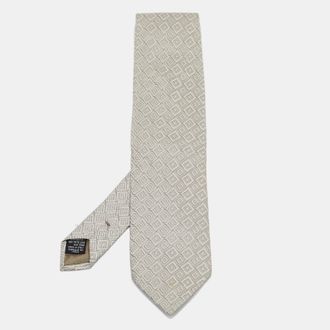 Giorgio Armani Grey Jacquard Silk Traditional Tie