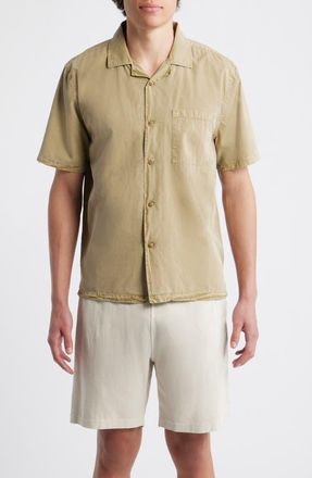 Alex Crane Air Cotton Camp Shirt in Bronze at Nordstrom, Size Xx-Large