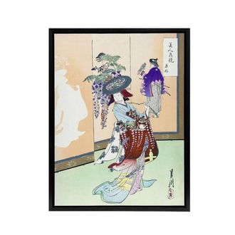 Artery8 Dancing Woman Japanese Performer Framed Canvas Wall Art Print Gekko | Size: W24 x H32