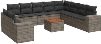 vidaXL Set De Sof&aacute;s De Jard&iacute;n 11 Pzas Y Cojines Rat&aacute;n Sint&eacute;tico Gris Vidaxl