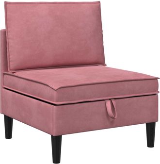 vidaXL Sof&aacute; Medio Con Almacenamiento Rosa Terciopelo Vidaxl