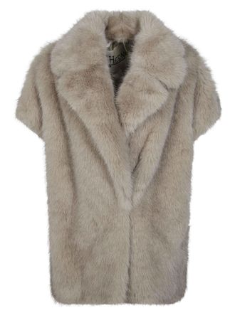 Herno Short Wide Lapel Faux Fur Coat