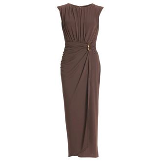Swing Swing - Drapiertes Abendkleid aus Jersey mit Zierschnalle - Dames - Jurken - Bruin - Maat: S Jersey