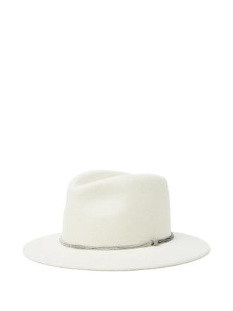 PESERICO chain-trimmed fedora hat - women - Wool/Metallised Fibres - S - White