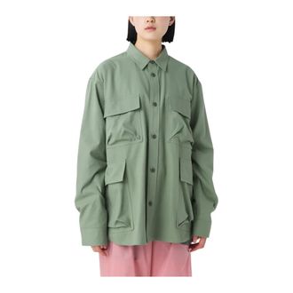 Snow Peak Jassen, Heren, Groen, S, Katoen, Takibi Herringbone Shirt Jacket