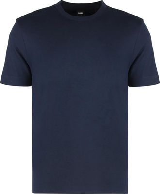 HUGO BOSS Tops, Heren, Blauw, 2Xl, Katoen, Geribbelde Kraag Katoenmix T-shirt