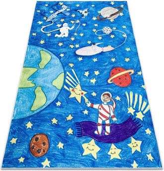 RugsX Rugsx - Alfombra Lavable Bambino 2265 Cohete Espacial Para Ni&ntilde;os Antideslizante - Azul Blue 160x220 Cm
