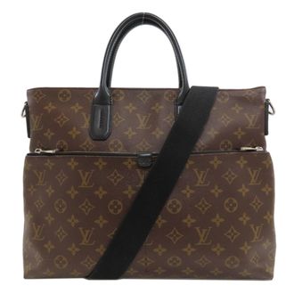 Louis Vuitton Monogram Macassar Black Brown Monogram Briefcase (Pre-Owned)