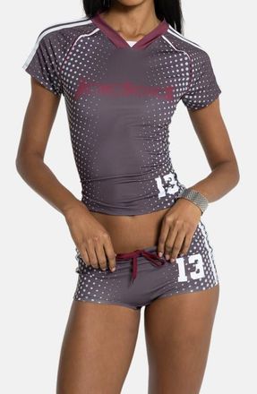 Jaded London Illusion Print Football Crop T-Shirt in Grey at Nordstrom, Size X-Small