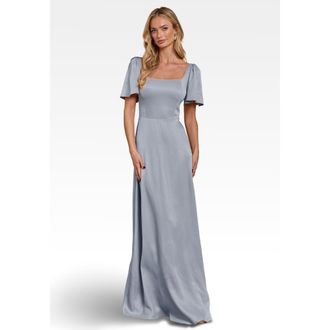 Maids to Measure Clemmie Satin Bridesmaid Dress in Duck Egg at Nordstrom, Size 12