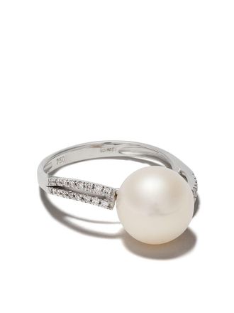Yoko London Anello in oro bianco 18kt con diamanti e perle - Argento