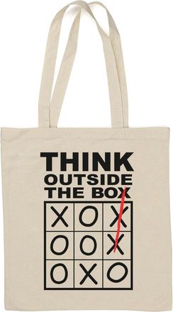 Generic Think outside The Box Tic Tac Toe Natural Cotton Tote Bag White