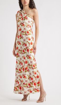 Chelsea28 Bow One-Shoulder Maxi Dress in Red Sweet Fruit at Nordstrom, Size Xx-Large