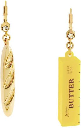 Betsey Johnson Bread n Butter Mismatched Leverback Earrings in Yellow at Nordstrom