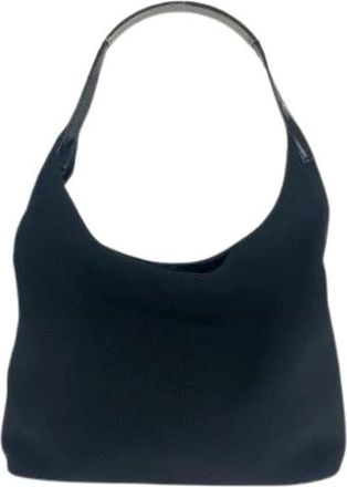 Gucci Pre-owned Zwarte Canvas Hobo Schoudertas - Dames - Vintage Schoudertas - Zwart - ONE Size - Vintage