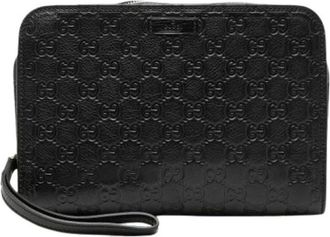 Gucci Pre-owned Clutches, female, Black, Size: ONE SIZE Pre-owned Embossed Leather Clutch