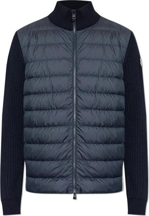 Moncler Coltrui Cardigan met Gewatteerd Voorpand - Heren - Gewatteerde jassen - Blauw - M - Leer - Jassen