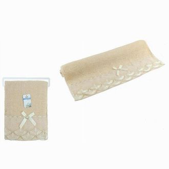 Trade Shop Trade Shop - Asciugamano Bagno Telo Cotone Morbido Decorato 70x140 Cm 380gr Beige Scuro 79510