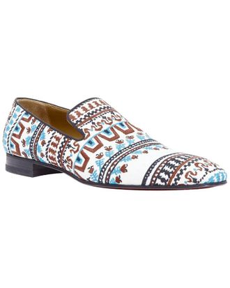 Christian Louboutin Mens Cotton Limited Edition Dandelion Greek Flat Embroidered Loafer (Authentic Pre-Loved)