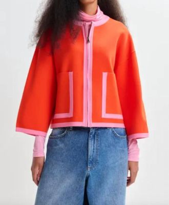 Essentiel Jani Contrast Cardigan In Nectarine Pink